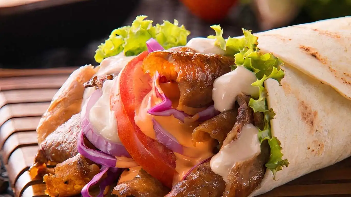 Donair Wrap at Friends Donair & Shawarma Winnipeg — tender beef donair with sweet sauce